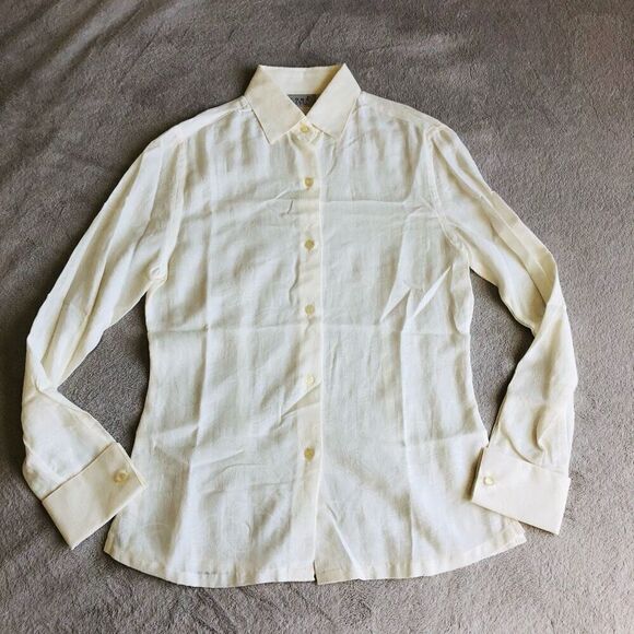NWOT Como Sport Women’s Floral pattern Solid Cream Collared Long Sleeve Button D - Picture 1 of 16